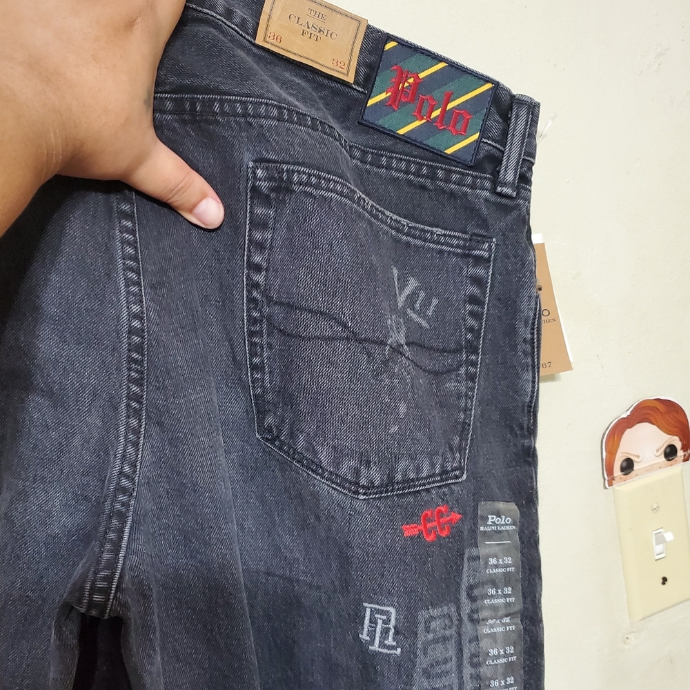 Polo Ralph Lauren RL Tigers Varsity P Graffiti Classic Fit Jeans - Picture 15 of 15